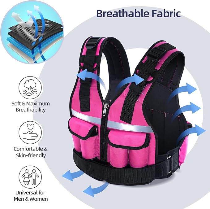 Sportneer Adjustable Weighted Vest Weights: 2-18 lbs/2-40 lbs Washable Weight Vest 16 In 1 Fast Adjust Rucking Vest for Women and Men Home Gym Workout Fitness Strength Training Vests