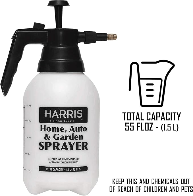HARRIS Continuous Hand Pump Pressure Sprayer for Home, Lawn, Garden, Car Detailing and More, 1.5L