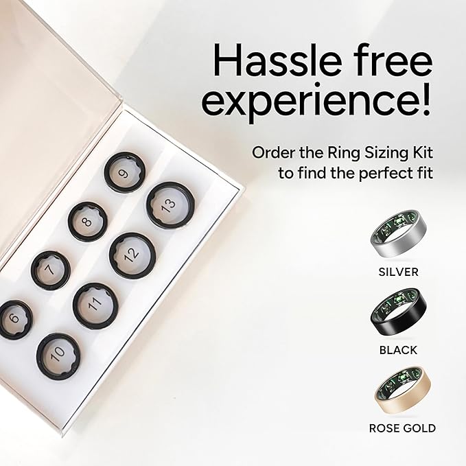 Gabit Smart Ring | Sleep, Fitness, Nutrition, Stress | AI Food Logging, 30+ Workout Modes | Track Recovery, HRV, VO2 Max | Buy Sizing Kit First | Smart Ring for Men & Women | Titanium, Matte Black 7