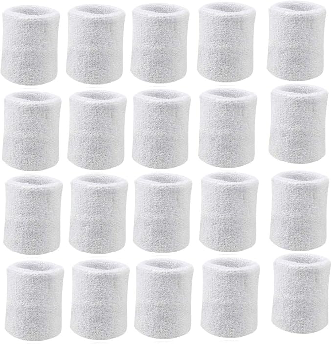 10 Pairs Sports Wristbands, Wrist Sweatbands for Men & Women, Stretchy & Sweat Absorbing Cotton Terry,Perfect for Basketball, Football, Tennis, Soccer, Running & Working Out