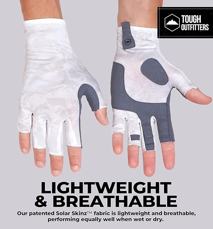Tough Outdoors UV Fishing Gloves - Fingerless, Kayaking & Sailing - UPF 50+ Sun Protection