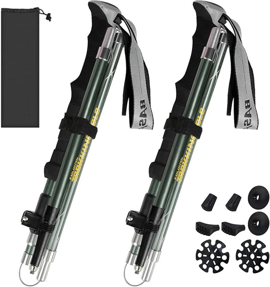 Trekking Poles Collapsible Hiking Poles for Men Women Upgraded Thickened Aircraft-Grade Aluminum Alloy Trekking Sticks with Tip Kits Carrying Bag