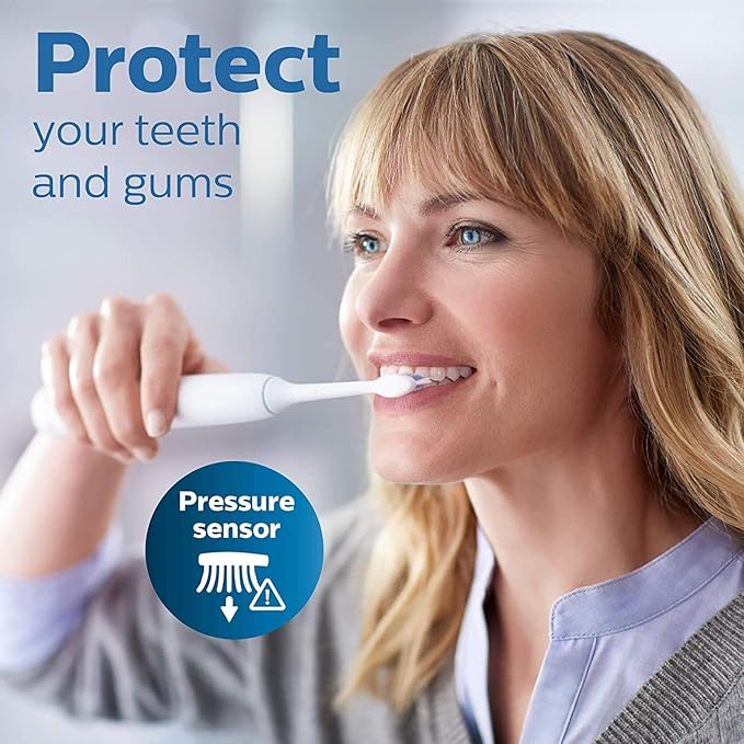 Philips Sonicare ProtectiveClean 5100 Rechargeable Electric Toothbrush, with Pressure Sensor, 3 Cleaning Modes, SmarTimer and QuadPacer, 14-Day Battery Life, Travel Case, White, Model HX6857/11