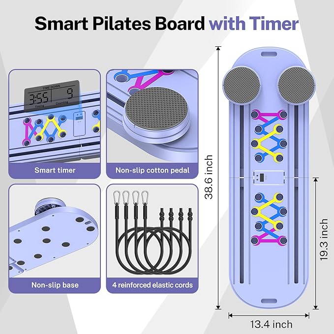 Pilates Board,Foldable Pilates Reformer Equipment with Timer, 7-in-1 Multi-Purpose Portable Pilates Reformer Machine Home Pilates Kit for Home Workout,Fitness,Exercise,Abs