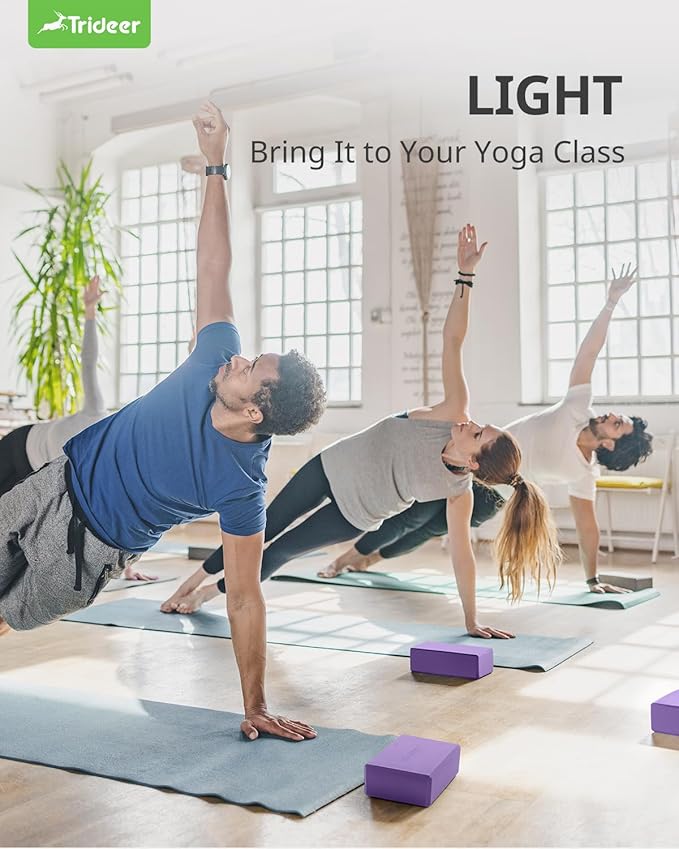 Trideer 9"x6"x3" Yoga Blocks, High Density EVA Foam Blocks 2 Pack, Supportive, Lightweight & Odor Resistant, Yoga Essentials and Accessories for Yogi & Yogini