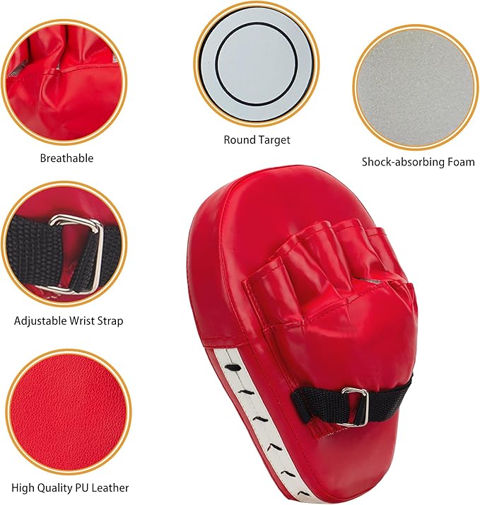 3-in-1 Boxing Gloves and Punching Mitts Set for Kids, Sports Boxing Gloves Boxing Pads with Hand Wraps, Kids Boxing Equipment Set for MMA, Karate, Muay Thai, Taekwondo