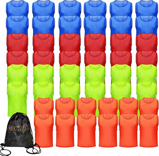 12/24/48PCS Pinnies Youth Team Pennies for Sports Kids and Scrimmage Vests for Soccer Basketball Jersey Practice