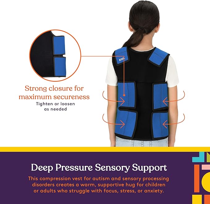 Special Supplies Sensory Compression Vest Deep Pressure Comfort (Blue, Meduim)