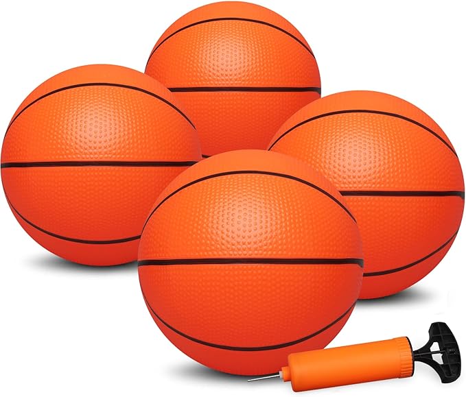 Dilabnba 8" Mini Rubber Replacement Basketballs for Basketball Hoop/Pool, Toddler Soft Beach Bouncy Ball Sports Party Game for Kids Adults, Junior Balls Indoor & Outdoor Arcades & Games (4PCS)
