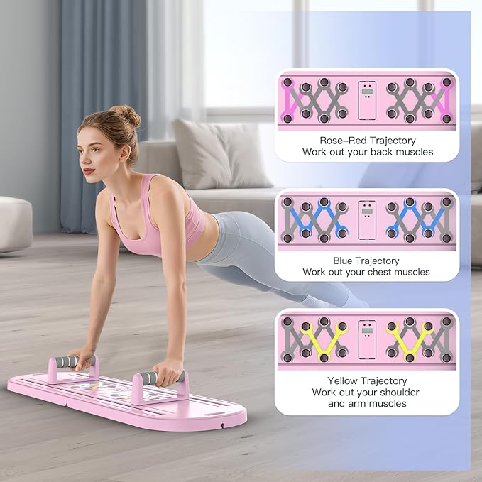 Pilates Board Pilates Reformer Set for Women, 4 in 1 Foldable Pilates Equipment with Timer, Portable Pilates Machine for Home Workout, Fitness, Exercise, Ab, Core