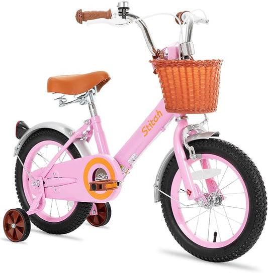 JOYSTAR Vintage Kids Bike with Training Wheels & Basket, 12 14 16 Inch Girls Bike for 2-7 Years Old, Children Bicycles, Multiple Colors
