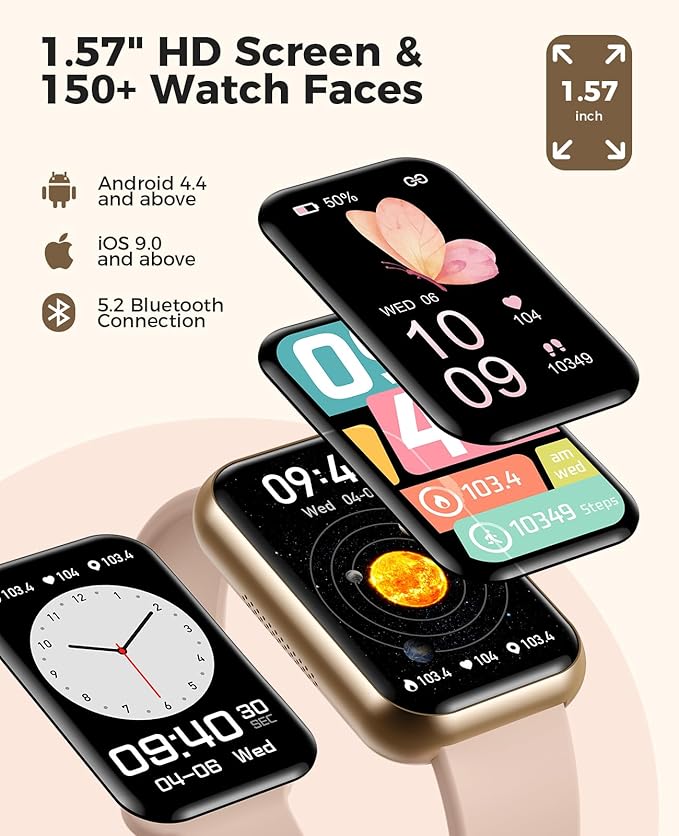 Smart Watch Fitness Tracker (Answer/Make Calls), 24/7 Heart Rate Spo2 Blood Pressure Monitor Sleep Tracker, 114 Sports Modes Calorie Step Tracker Pedometer, Waterproof Activity Tracker for Women