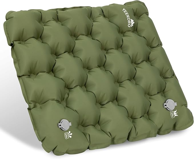 Inflatable Seat Cushion, Lightweight Camping Air Sitting Pad with Repair Cloths, Waterproof Air Cushion, Portable Air Seat Cushion for Climbing Hiking Office Airplane Car Stadium Seat