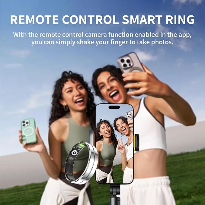 HitTopss Smart Ring, Ultra Thin Fitness Tracking Smart Ring with Calories/Heart Rate/Blood Oxygen/Sleep Monitoring, 5ATM Waterproof, No APP Subscription (Silver,Ultra Thin-9#)