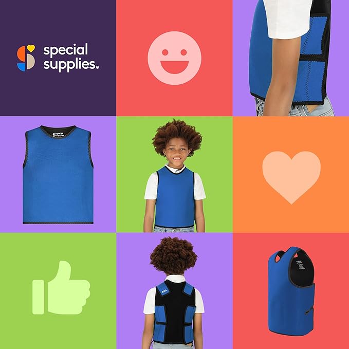 Special Supplies Sensory Compression Vest Deep Pressure Comfort (Blue, Small)