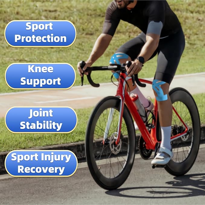 IEADEN Precut Kinesiology Tape for Knees, 20 Pcs - Knee Support & Stability, Knee Pain Relief Athletic Tape - Waterproof & Elastic, Breathable Hypoallergenic Latex-Free Tape, Beige
