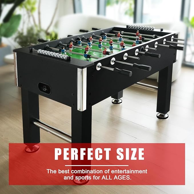 Seydrey 55-Inch Competition Foosball Table, Black, with Chrome-Plated Steel Rods