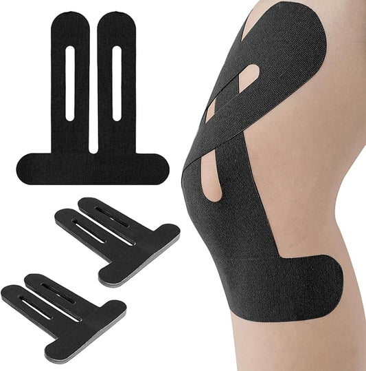 10PCS Kinesiology Tape for Knees, Kinesiology Tape Precut Strips for Knee Support & Stability, Waterproof Breathable Elastic Sports Tape for Pain Relief, Athletic Tape for Muscle & Joint, Blcak