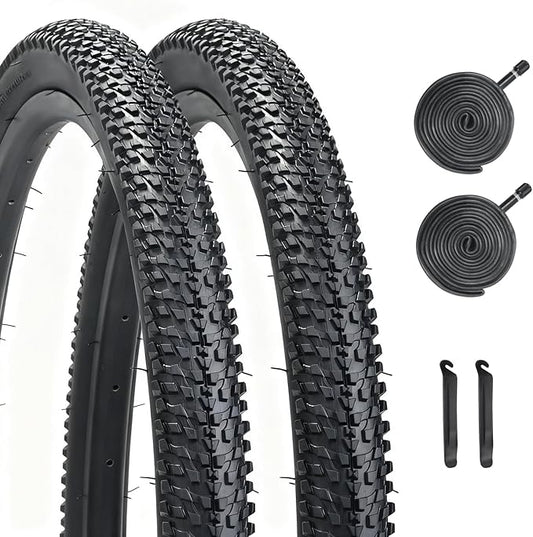 Mountain Bike tire, 24x1.95/26x1.95 Folding Replacement Bicycle Tires with Tire Levers and Tire Tubes, 24''/26'' Mountain Bicycle Tire for MTB Off-Road Bicycle Cycling
