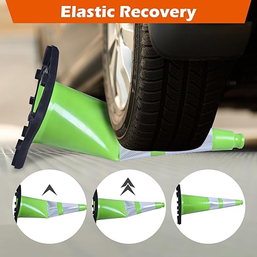 4 Pack 28" Green Traffic Safety Cones with Weighted Black Base – High-Visibility PVC Cones for Construction Sites, Parking Lots & Crowd Control (28 inch -4 Pack)