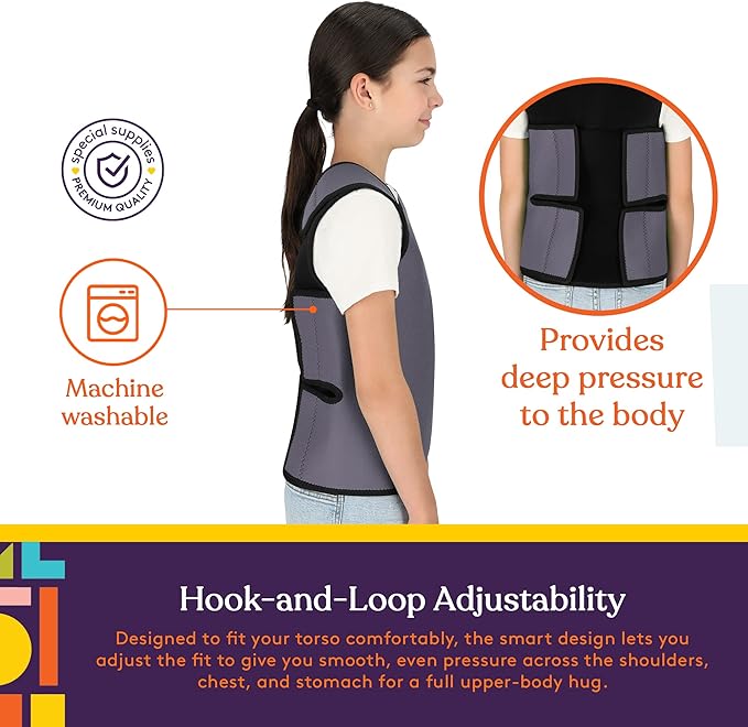 Special Supplies Sensory Compression Vest Deep Pressure Comfort (Grey, Meduim)