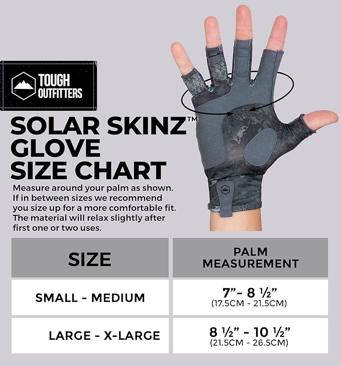 Tough Outdoors UV Fishing Gloves - Fingerless, Kayaking & Sailing - UPF 50+ Sun Protection