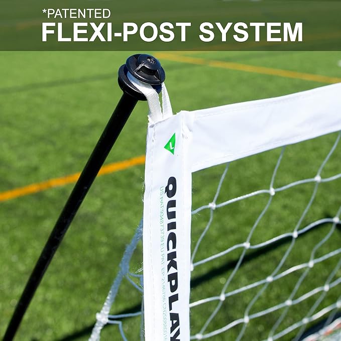QUICKPLAY Kickster Elite Portable Soccer Goal | Integrated Weighted Base for Training on Turf, Hard Floors or Grass | Sizes 5x3', 6x4', 12x6', 16x7', & 3x2M [Single Goal]