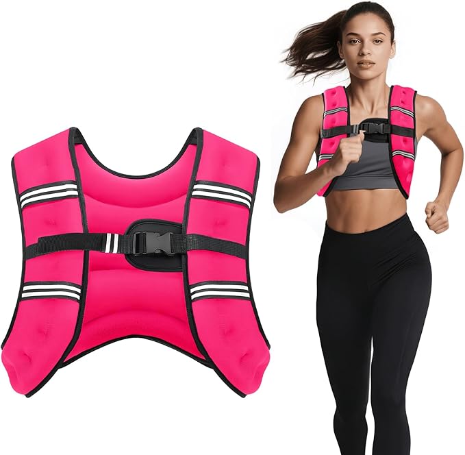 Weighted Vest, 6lb/8lb/12lb/16lb/20lb/30lb for Men, Women with Reflective Stripe, Weight Vests Adjustable for Workout, Strength Training, Running, Fitness, Muscle Building, Weight Loss
