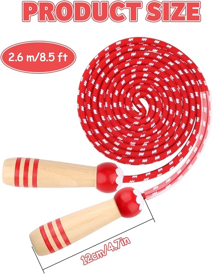 Jump Rope for Kids, Lorvain Adjustable Skipping Rope, Kids Jump Ropes with Wooden Handle for Girls Boys, Weighted Jumping Ropes for Fitness Workout Exercise Outdoor Fun Activity