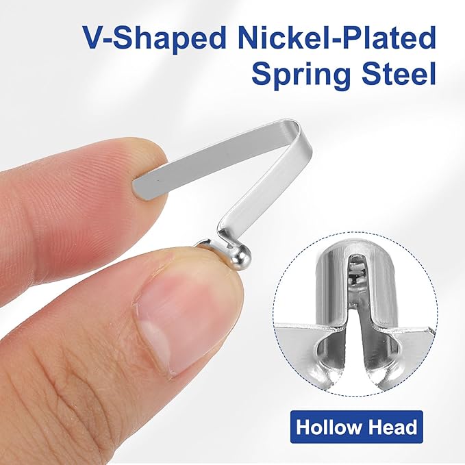 HARFINGTON Single Button Kayak Paddle Snap Spring Clip Spring Steel V-Shaped Hollow Lift Telescopic Locking Tube Pole Clips for Tent Camping