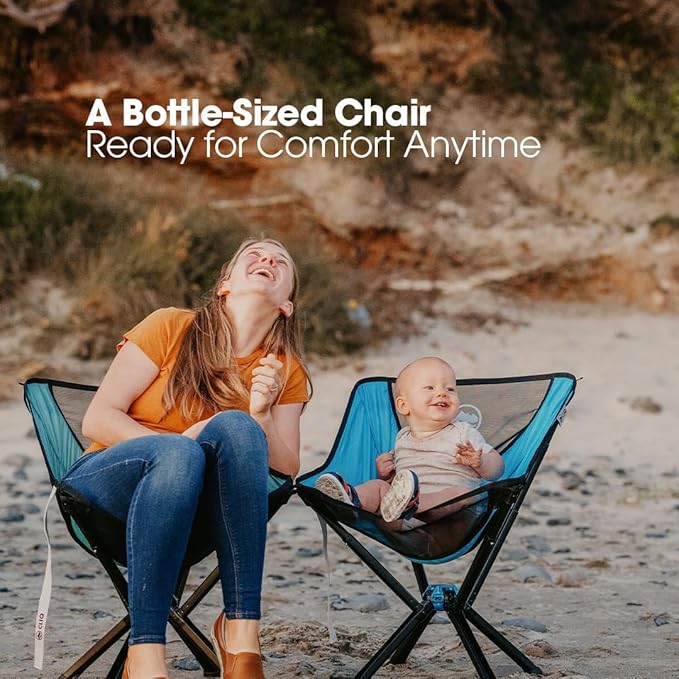 CLIQ Portable Chair Version 1.0 - Lightweight Folding Chair for Camping - Supports 300 Lbs - Perfect for Outdoor Adventures - Black Bundle