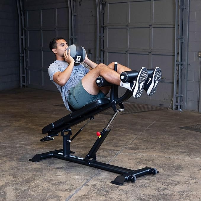 Pro ClubLine (SAB500B) Ab Bench by Body-Solid - Adjustable Sit Up/Weight Bench for Full Abdominal, Decline, Incline, and Flat Exercise, Black Finish