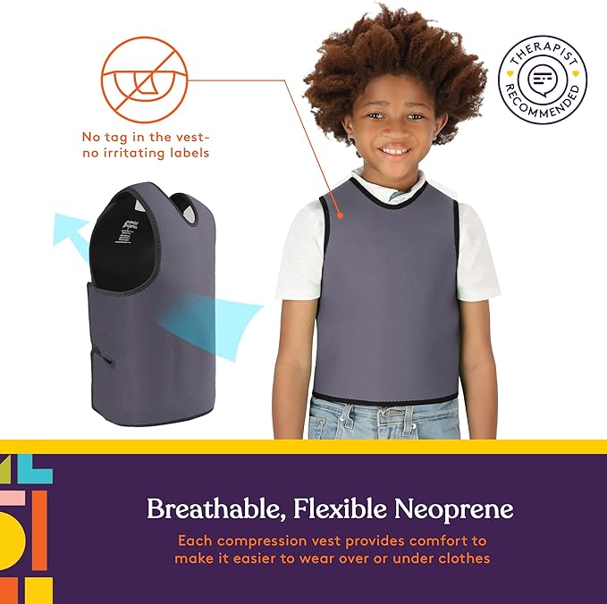 Special Supplies Sensory Compression Vest Deep Pressure Comfort (Grey, Small)