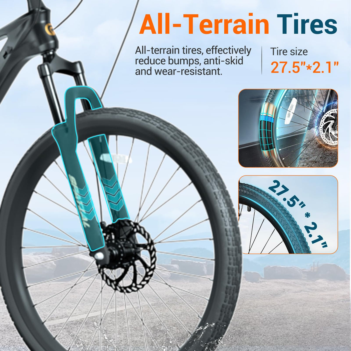 SPATIAL Mountain Bike, 24/26/27.5/29 Inch Outdoor Cycling Bike, 21/8 Speed Lightweight Aluminum Frame | Dual Disc Brakes, Adjustable Ergonomic Seat for Men Women Adult Teens (Balck, 27.5'')