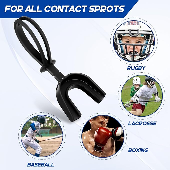 Dunzy 10 Pcs Strapped Mouth Guard Sports Mouthguard with Strap No Boiling Mouthguard Adult Youth Football Mouthpiece Mouth Protector for Boxing Basketball Lacrosse