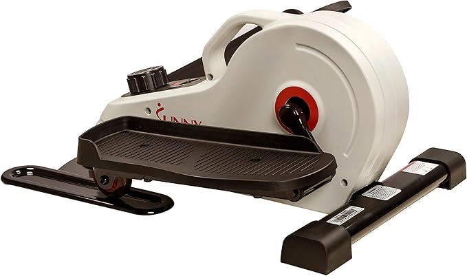 Sunny Health & Fitness Sitting Under Desk Elliptical Exerciser, Portable Pedal Training Machine for Senior Exercise, Peddler for Home Workout, Optional Free SunnyFit App, Magnetic, Motorized & In Pink