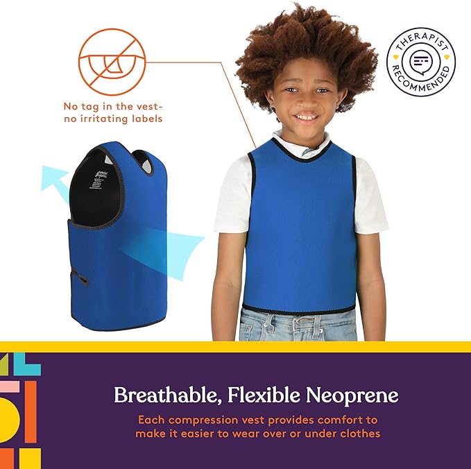 Special Supplies Sensory Compression Vest Deep Pressure Comfort (Blue, Small)