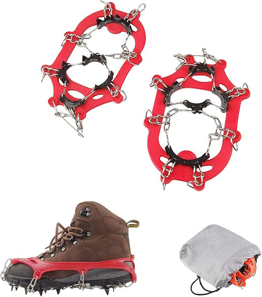 11 Spikes Kids Crampons for Hiking Boots Ice Cleats 11 Teeth Anti Slip Crampons Hiking Climbing Walking Shoes Toddler-Preschool-Gradeschooler-Teens