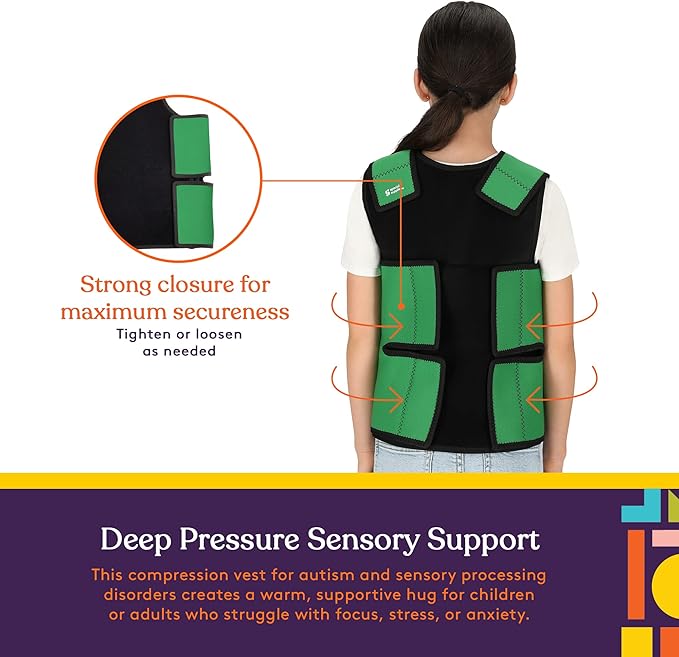 Special Supplies Sensory Compression Vest Deep Pressure Comfort (Green, Meduim)