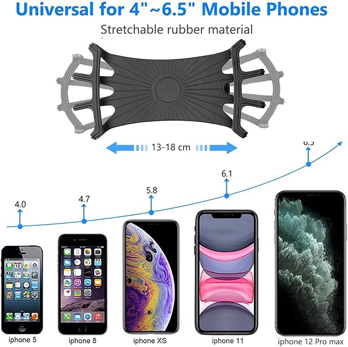 2 Pack Universal Bike Phone Mounts, 360 Rotation Silicone Holders for iPhone and Samsung, Compatible with 4.7-6.8 Inches Phones, Easy Installation