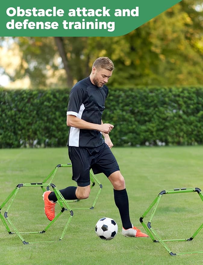 GHB Hex Agility Rings Speed Rings with Carrying Bag 6 Set Portable Hexagon Rings, Agility Ladder for Agility Footwork Training