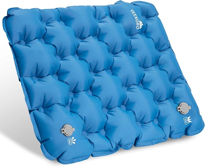 Inflatable Seat Cushion, Lightweight Camping Air Sitting Pad with Repair Cloths, Waterproof Air Cushion, Portable Air Seat Cushion for Climbing Hiking Office Airplane Car Stadium Seat