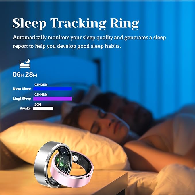 HitTopss Smart Ring, Fitness Tracking Smart Ring with Calories/Heart Rate/Blood Oxygen/Sleep Monitoring, IP68 Waterproof, No APP Subscription (Rose Gold, 10#)