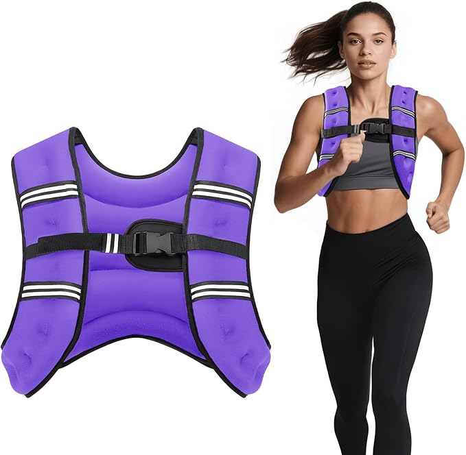 Weighted Vest, 6lb/8lb/12lb/16lb/20lb/30lb for Men, Women with Reflective Stripe, Weight Vests Adjustable for Workout, Strength Training, Running, Fitness, Muscle Building, Weight Loss