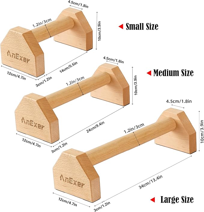 Push Up Stands, Handstand Parallettes Bars, Solid Wood Push Up Bars with Non-Slip Mat Push up Handles for Floor Exercise Home Workout Equipment for Men & Women Strength Training