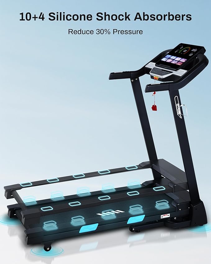 Auto Incline Treadmill - 300+ LBS Capacity 3.5HP Folding Treadmills with 15% Auto Incline, Running Machine for Home, 10 MPH Speed, 36 Preset Programs, Upgrade LCD Panel, Bluetooth App