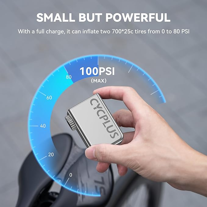 CYCPLUS AS2 Tiny Pump Bike Pump Portable Ultra-Mini 100PSI Electric Bicycle Pump Type-C Rechargeable Battery, No Pressure Display(Winner of The EUROBIKE Award 2023)