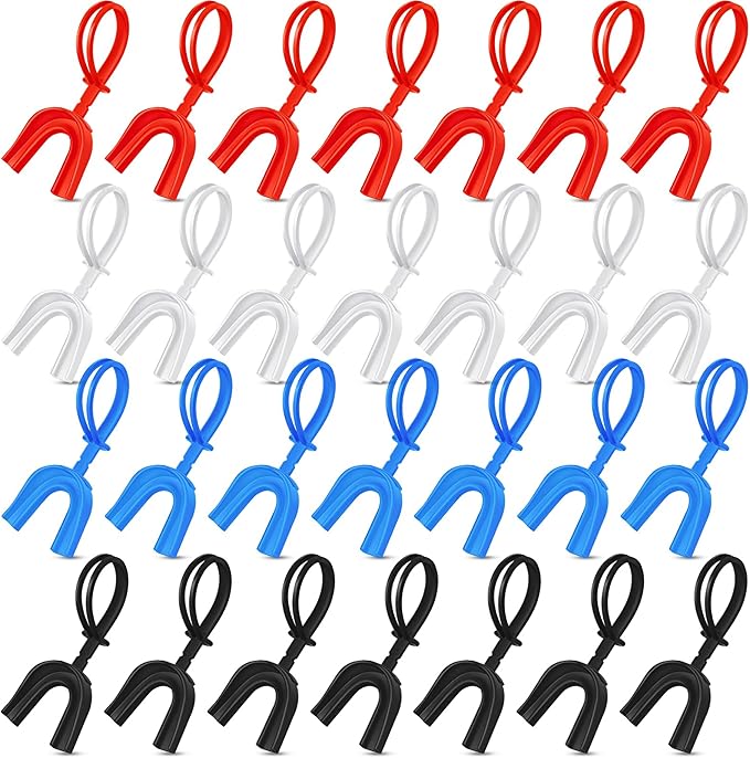 Kanayu 30 Pcs Strapped Mouth Guard No Boil Mouth Guard Soft Sports Mouthguard with Strap Mouth Protector for Adult Youth Boxing Basketball Hockey Lacrosse Wrestling Rugby