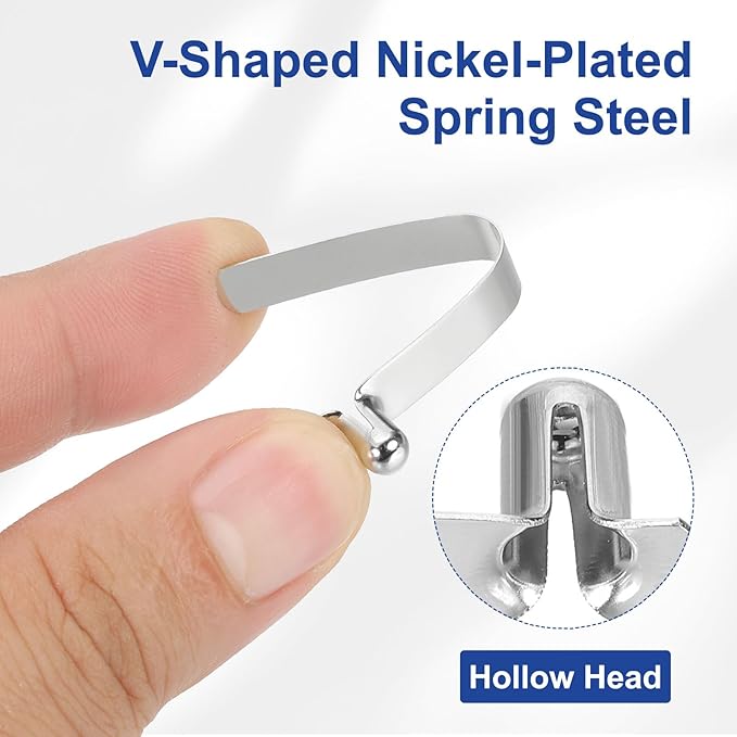 HARFINGTON Single Button Kayak Paddle Snap Spring Clip Spring Steel V-Shaped Hollow Lift Telescopic Locking Tube Pole Clips for Tent Camping