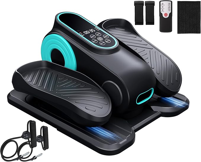 Under Desk Elliptical Machine, Morelax Ellipse Leg Exerciser for Seniors Fully Assembled, Quiet & Portable Electric Seated Pedal Exerciser with Remote Control & 12 Adjustable Speeds